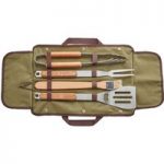 Large Wood & Metal Bbq Tools In Wrap